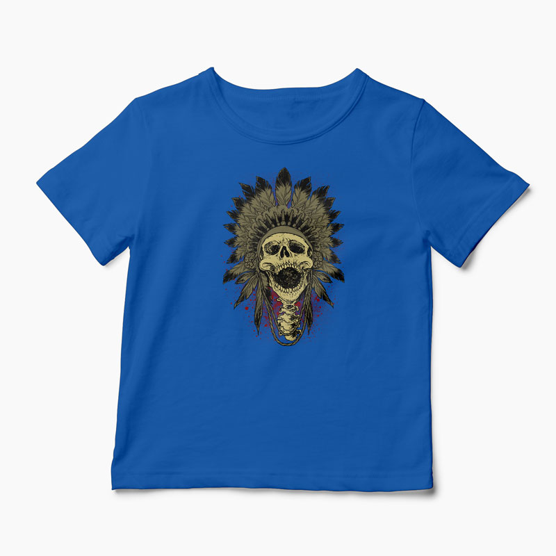 Tricou Craniu Indian - Copii-Albastru Regal